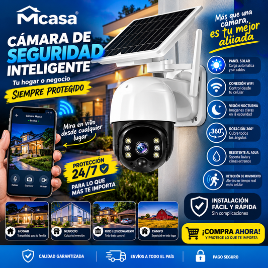 Camara Seguridad Solar WiFi : Vigila tu hogar desde el celular, estés donde estés.