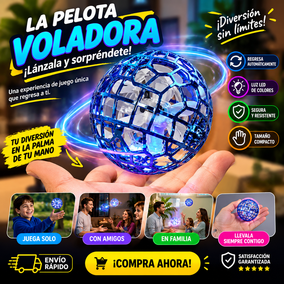 Pelota Voladora Flynova Pro Luz Rgb